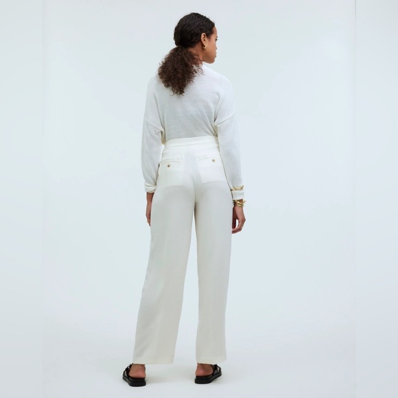 NWT Madewell The Rosedale High-Rise Straight Pant in Crepe Antique Cream Size 14 - Picture 2 of 7